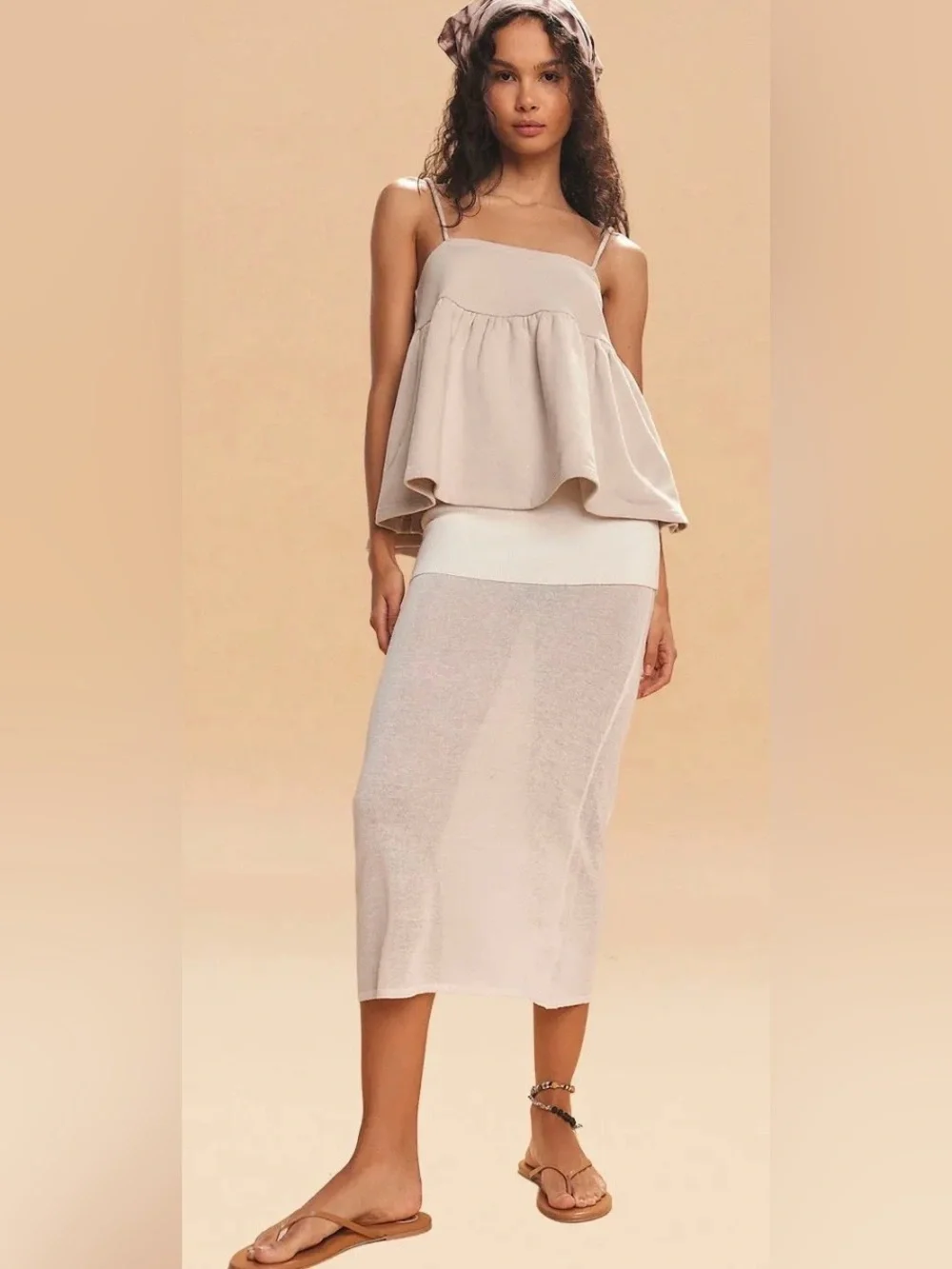 NWT Free People S Free~est Stella Terry Short Set in French Oak Cream New 2 Pc